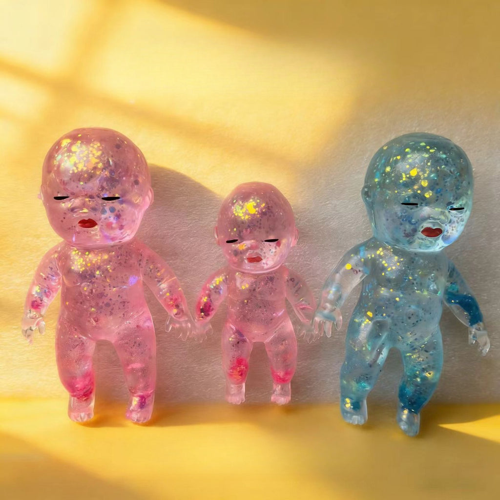 Glitter Jelly Doll Squishy Toy Soft Squeeze Stress Relief