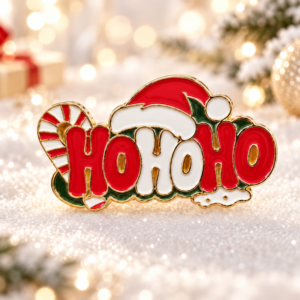 Christmas Ho Ho Ho Enamel Pin Holiday Brooch