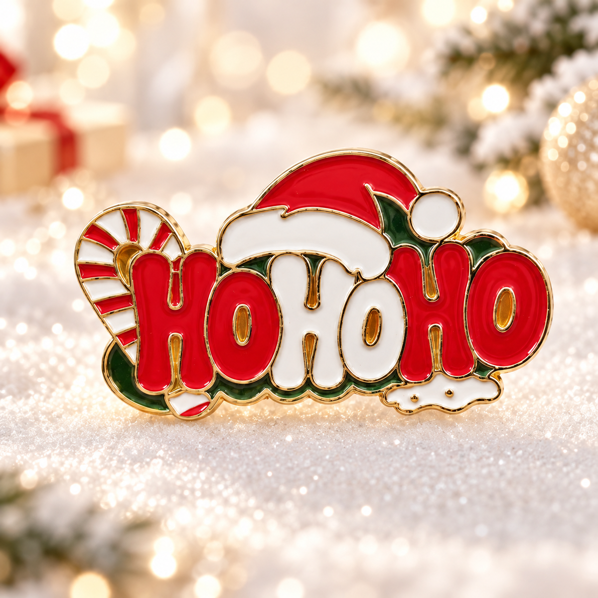 Christmas Ho Ho Ho Enamel Pin Holiday Brooch