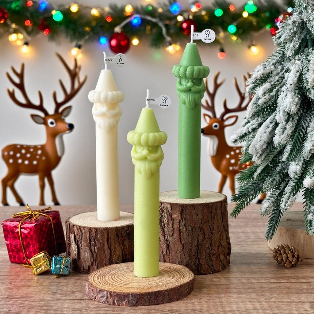 Santa Claus Pillar Candle Christmas Holiday Decor