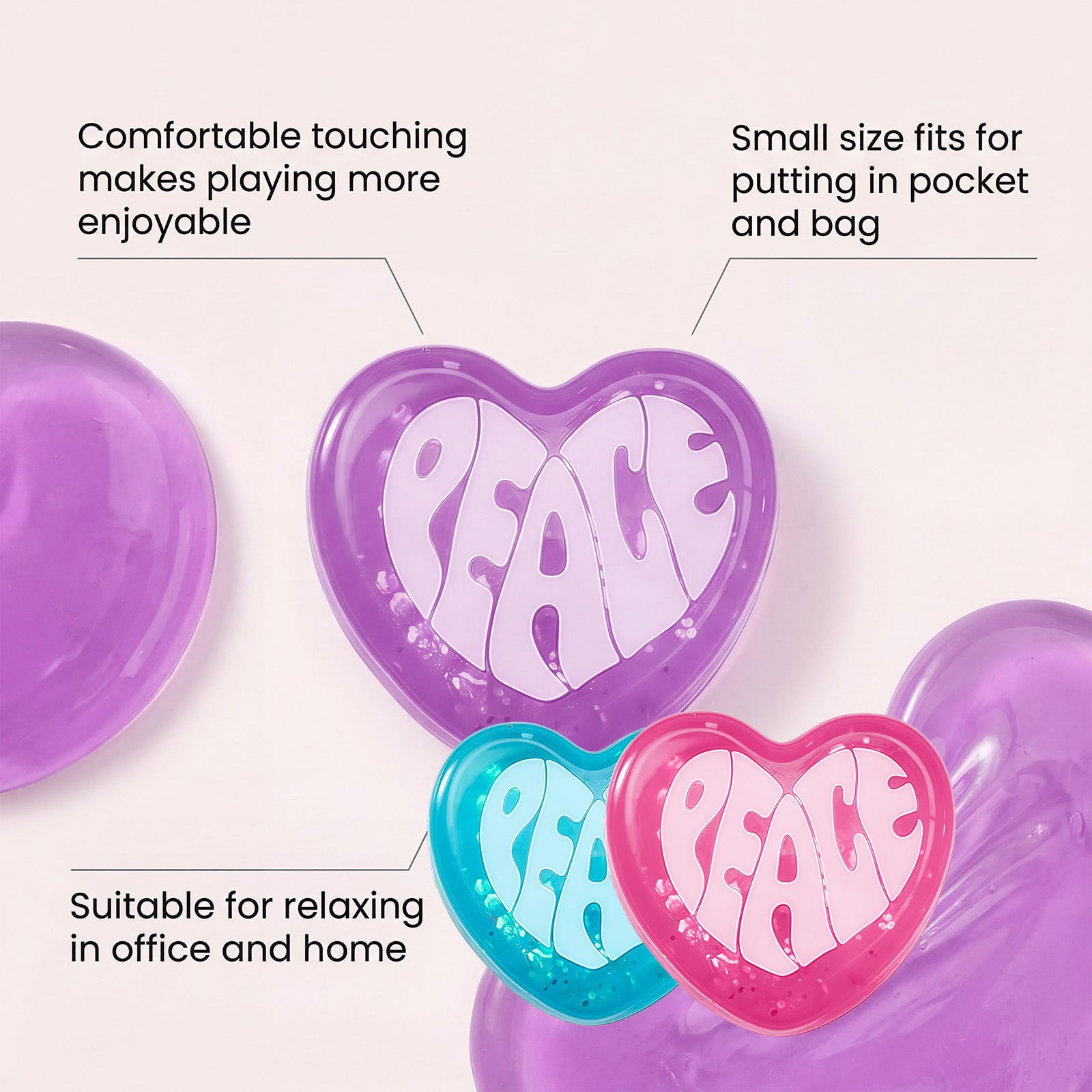 Glitter Heart Squishy Soft Stress Relief Toy Slow Rising