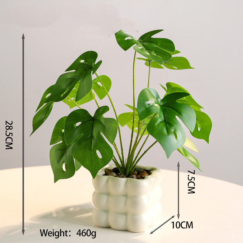 Artificial Green Plant in Square Bubble Planter Home Decor