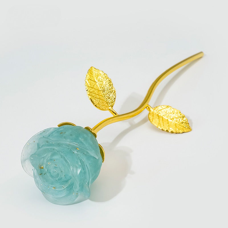 Crystal Stone Resin Flower Stem Decor with Metal Branch