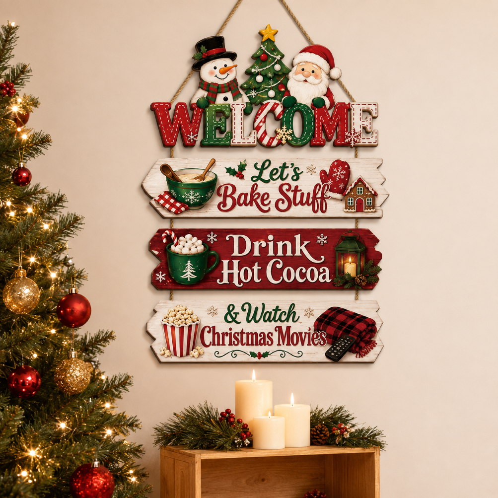 Wooden Christmas Holiday Wall Decor Hanging Ornament