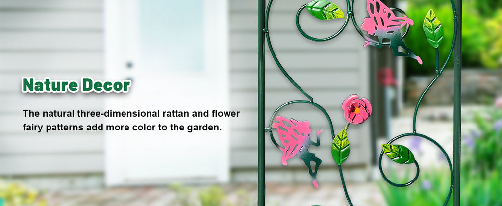 Green Fairy Metal Bird Bath Feeder with Flower Stand 36in