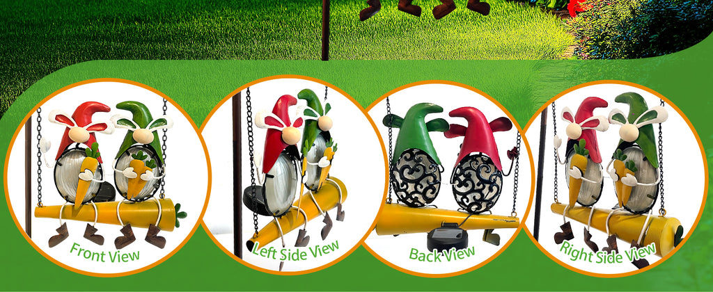 Solar Gnome Swing Light with Welcome Sign for Outdoor Decor