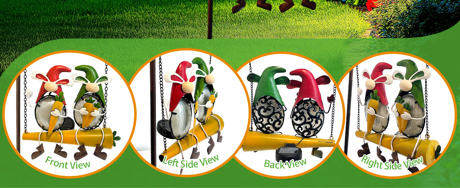 Solar Gnome Swing Light with Welcome Sign for Outdoor Decor
