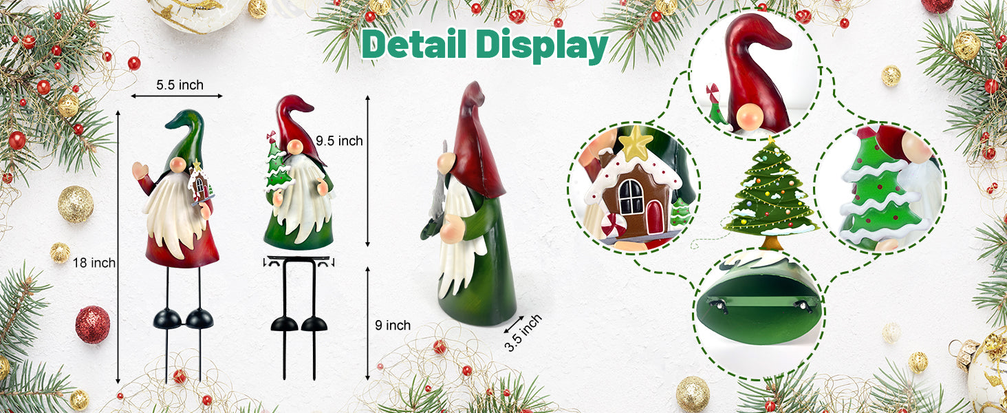 Christmas Gnome Garden Stakes Set of 2 Outdoor Decor