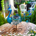 Solar Powered Peacock Garden Statue with Crackle Globe 12 Inch