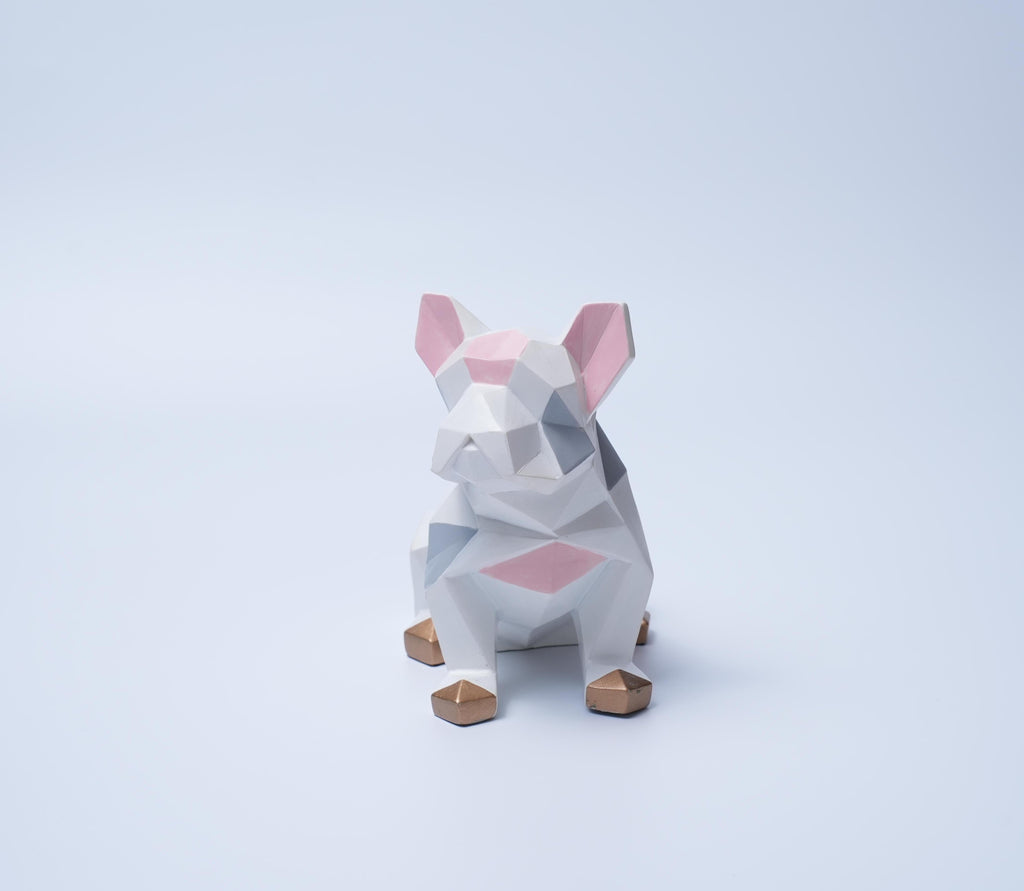 Geometric Resin Bulldog Statue Modern Home Decor