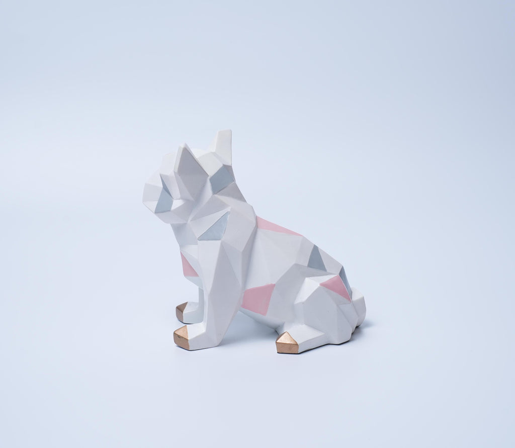 Geometric Resin Bulldog Statue Modern Home Decor
