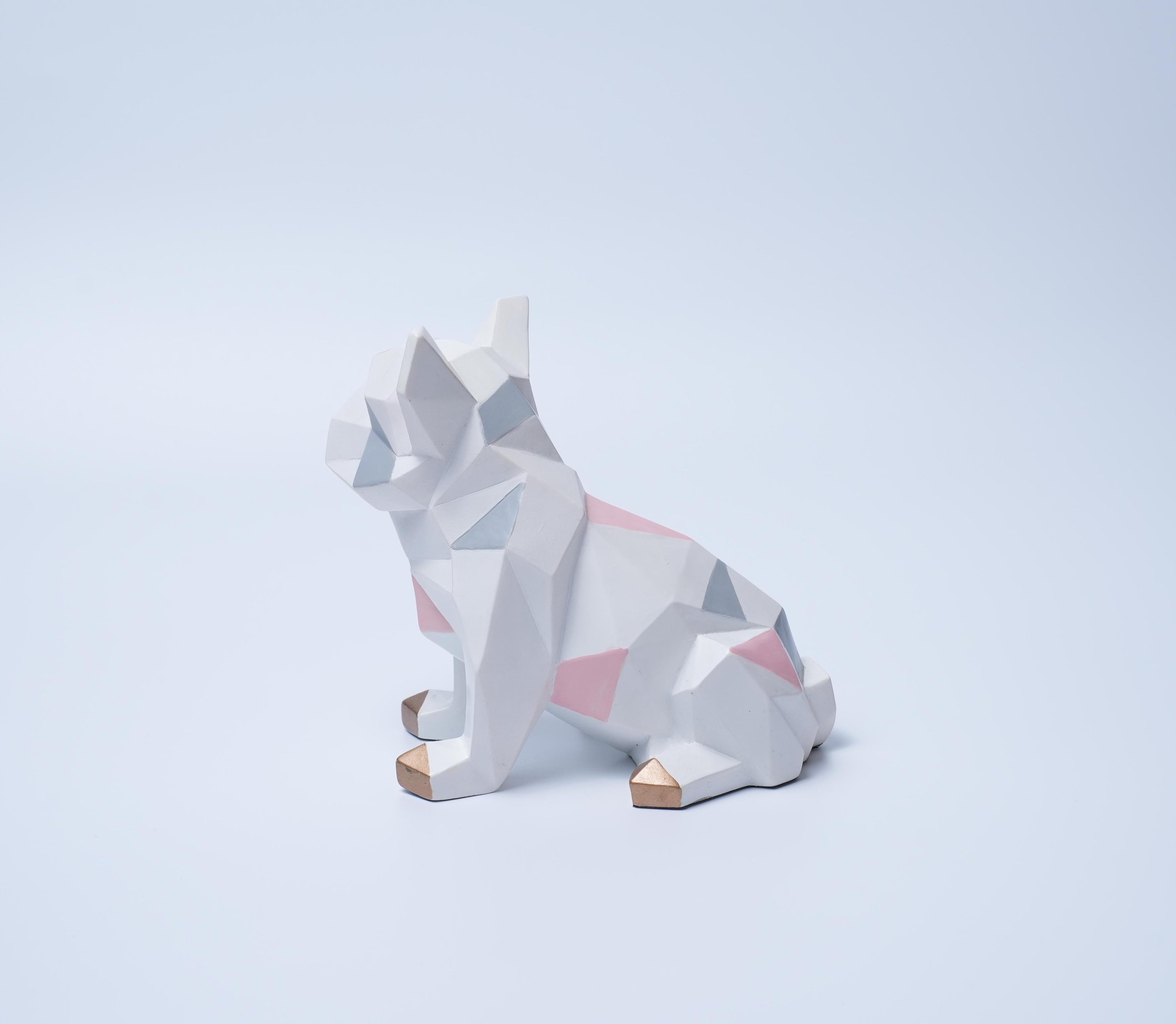 Geometric Resin Bulldog Statue Modern Home Decor