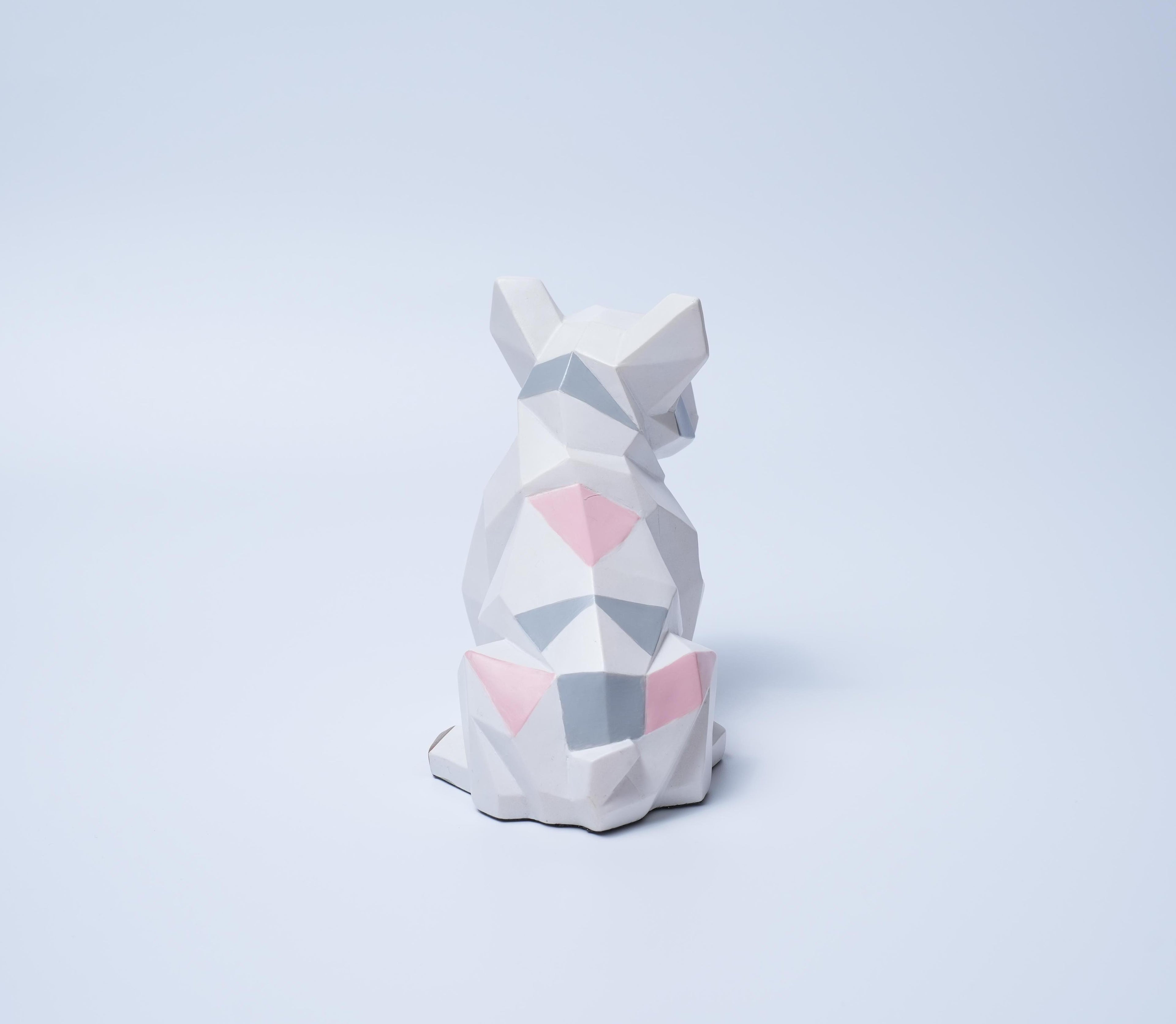 Geometric Resin Bulldog Statue Modern Home Decor