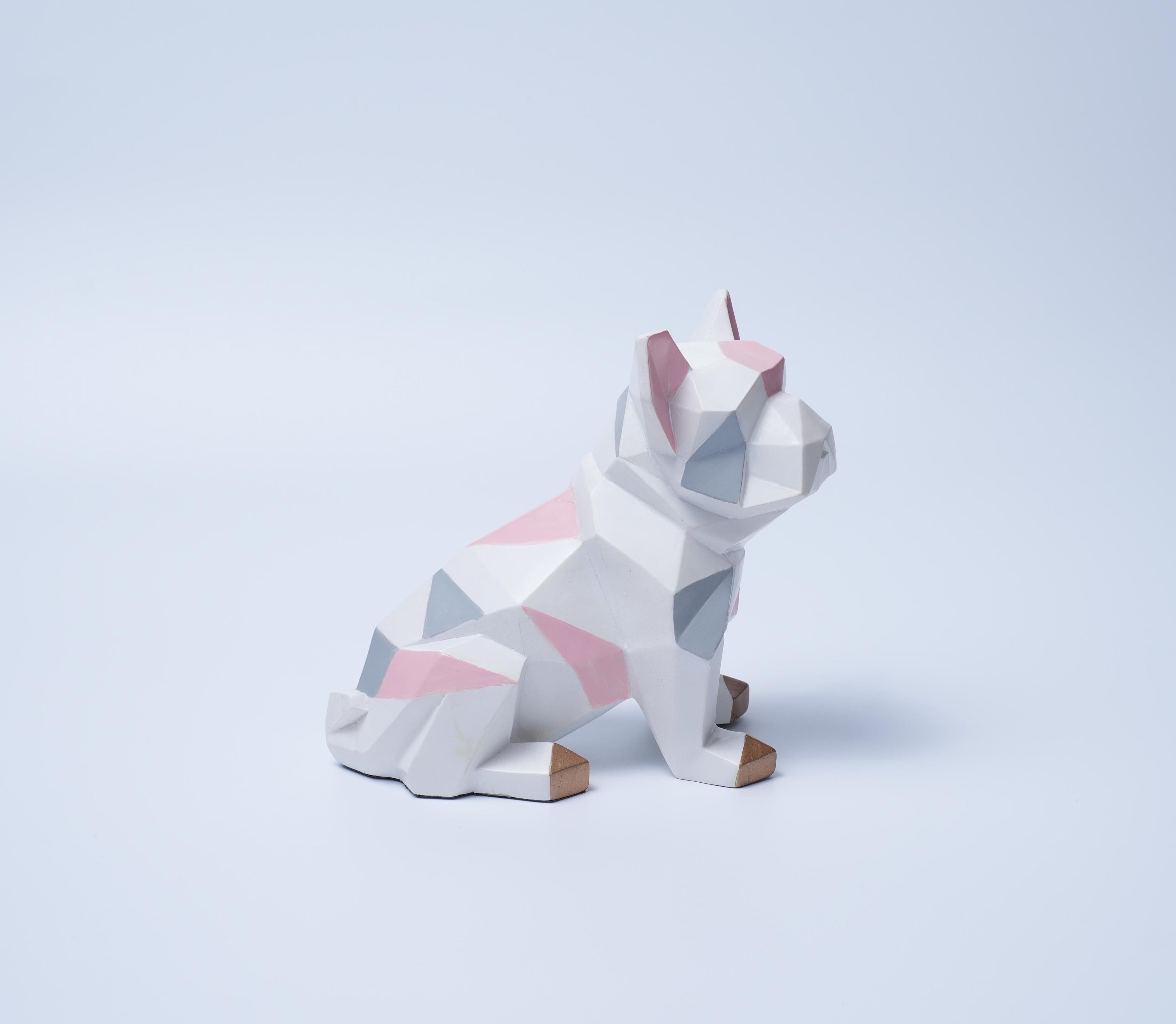 Geometric Resin Bulldog Statue Modern Home Decor