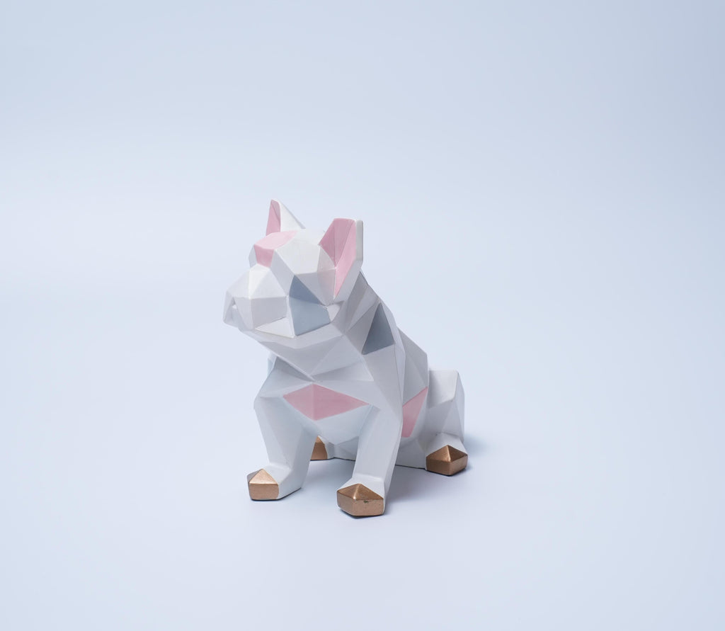 Geometric Resin Bulldog Statue Modern Home Decor