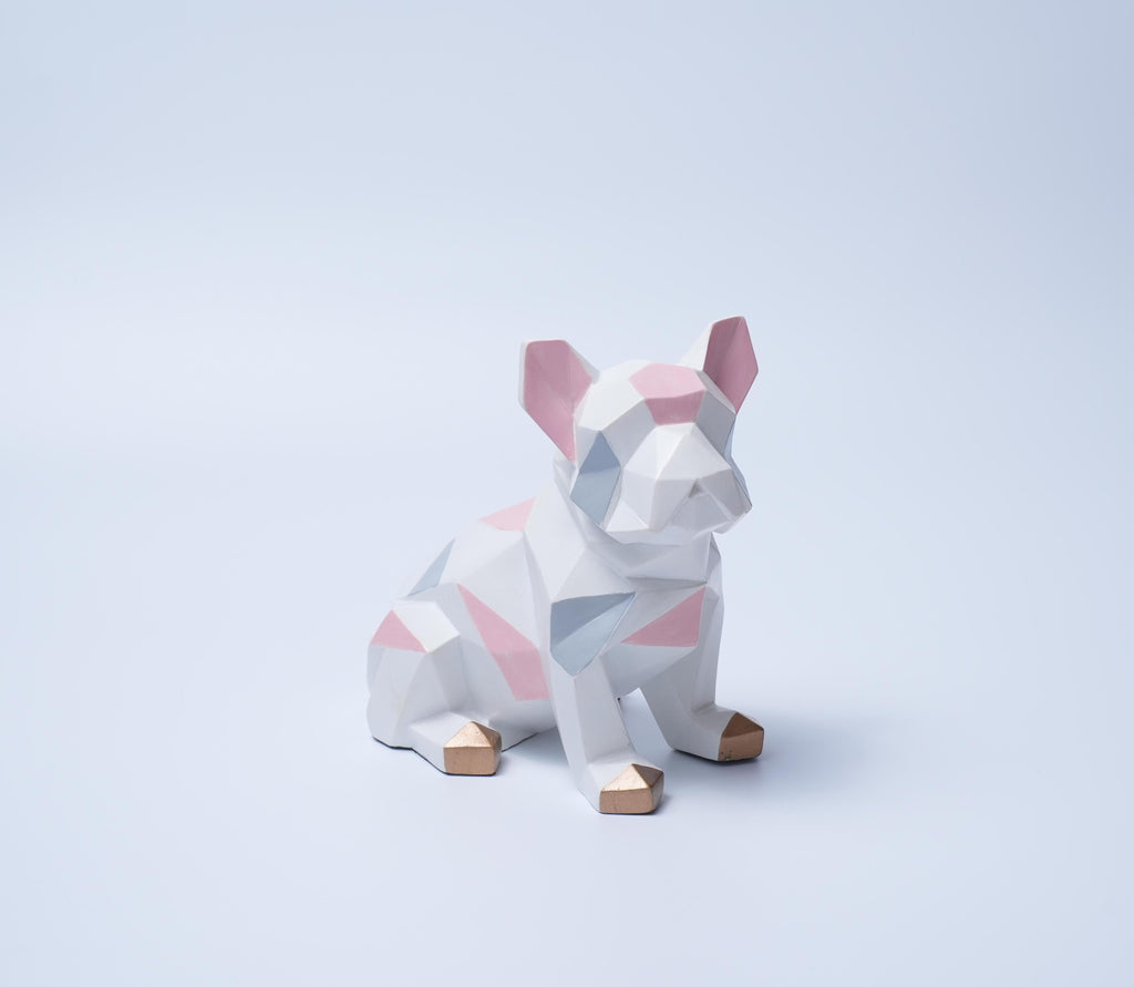 Geometric Resin Bulldog Statue Modern Home Decor