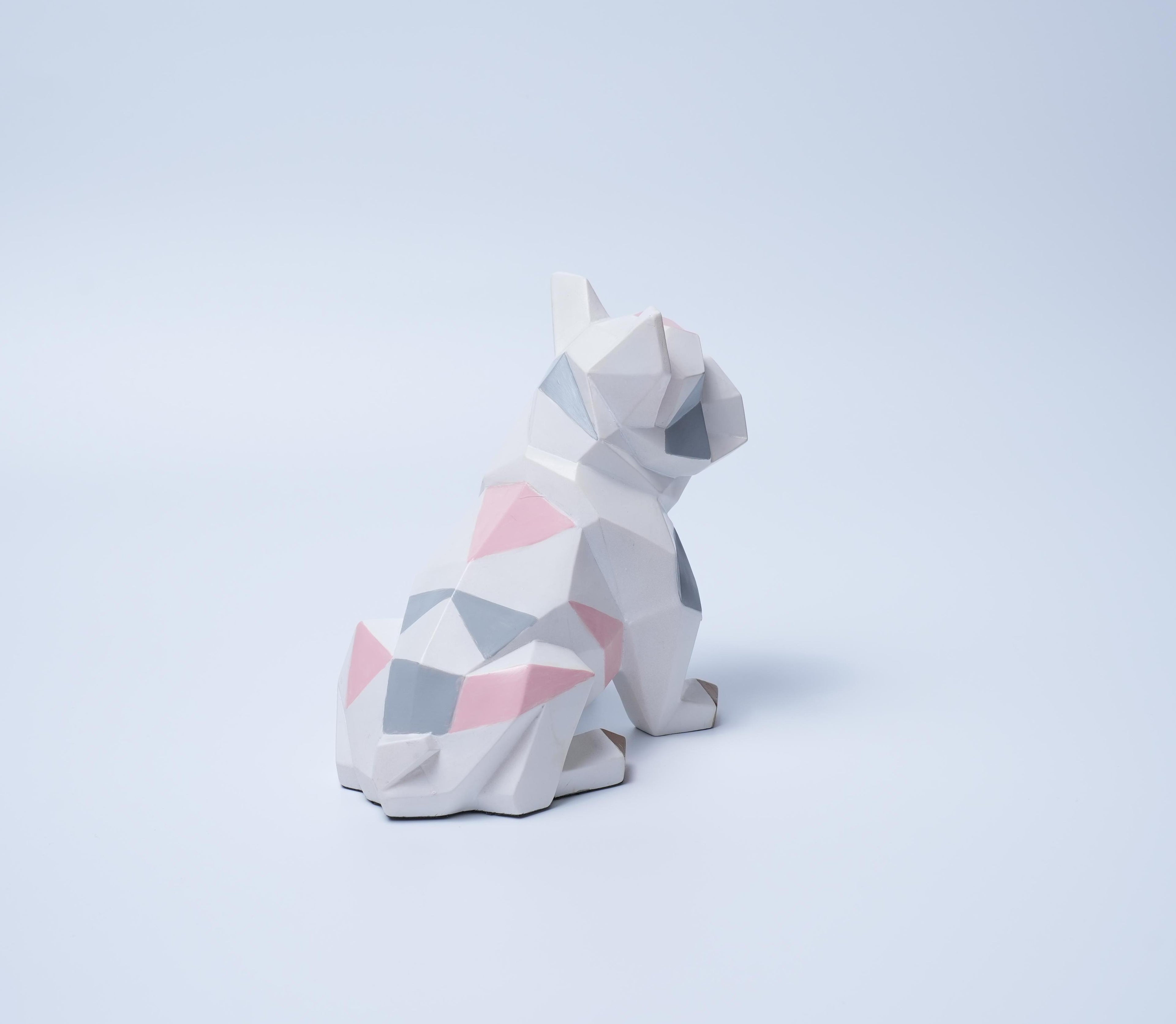 Geometric Resin Bulldog Statue Modern Home Decor