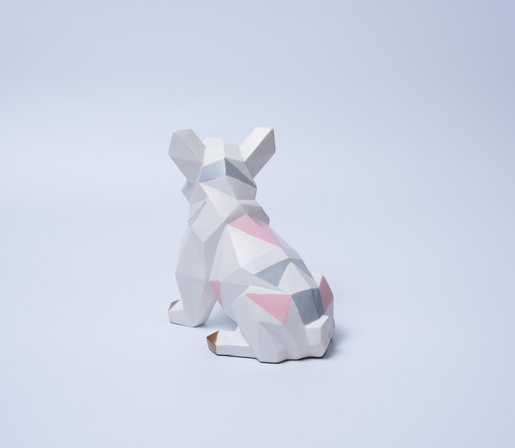 Geometric Resin Bulldog Statue Modern Home Decor