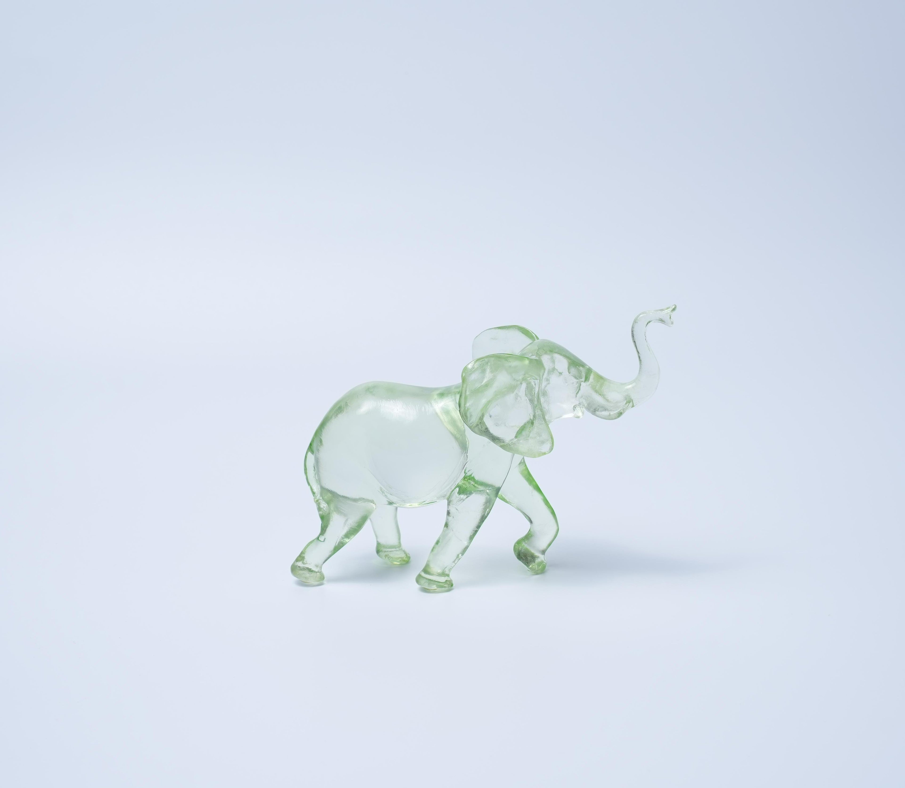 Green Resin Elephant Figurine Modern Home Décor Sculpture