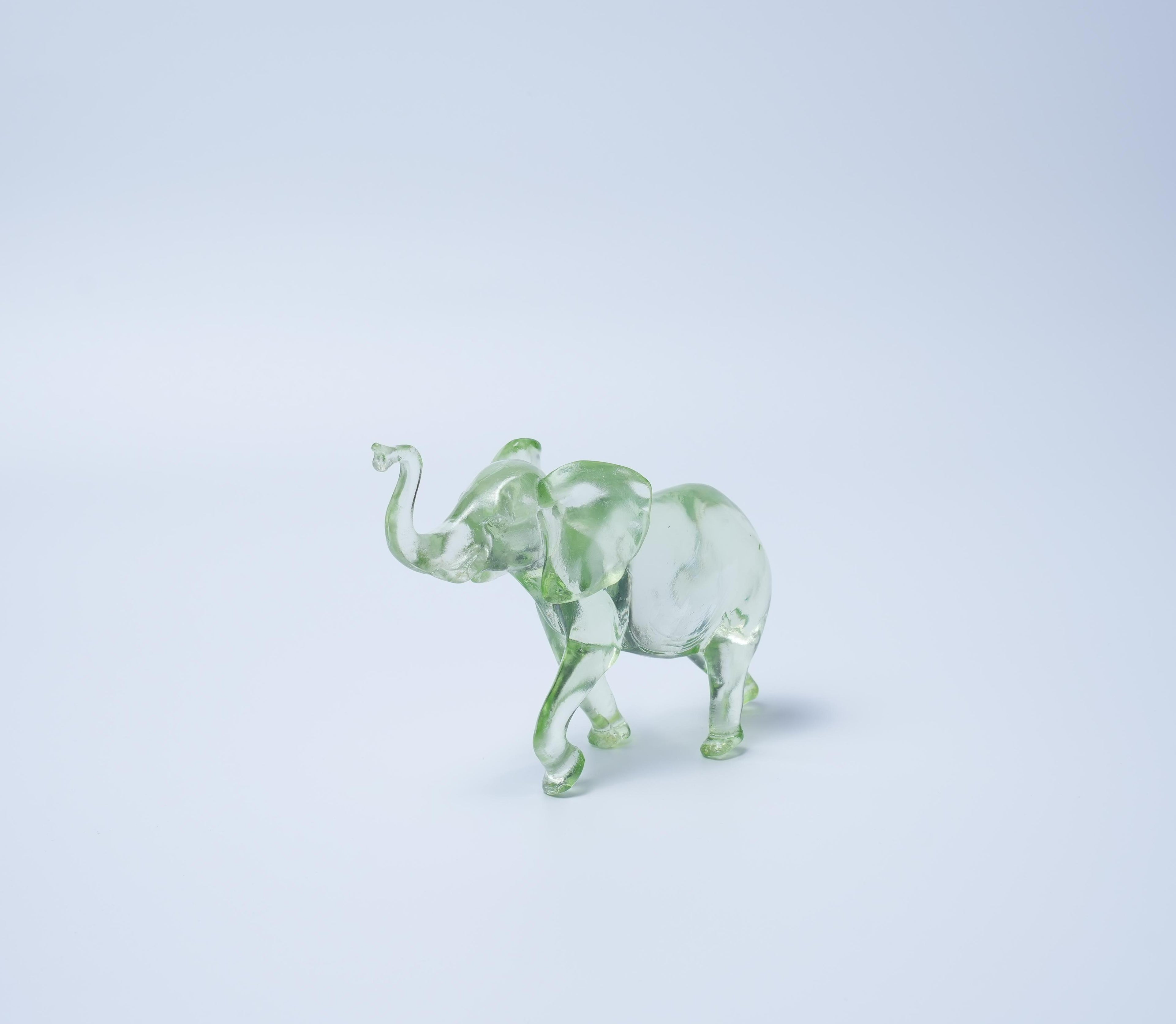 Green Resin Elephant Figurine Modern Home Décor Sculpture