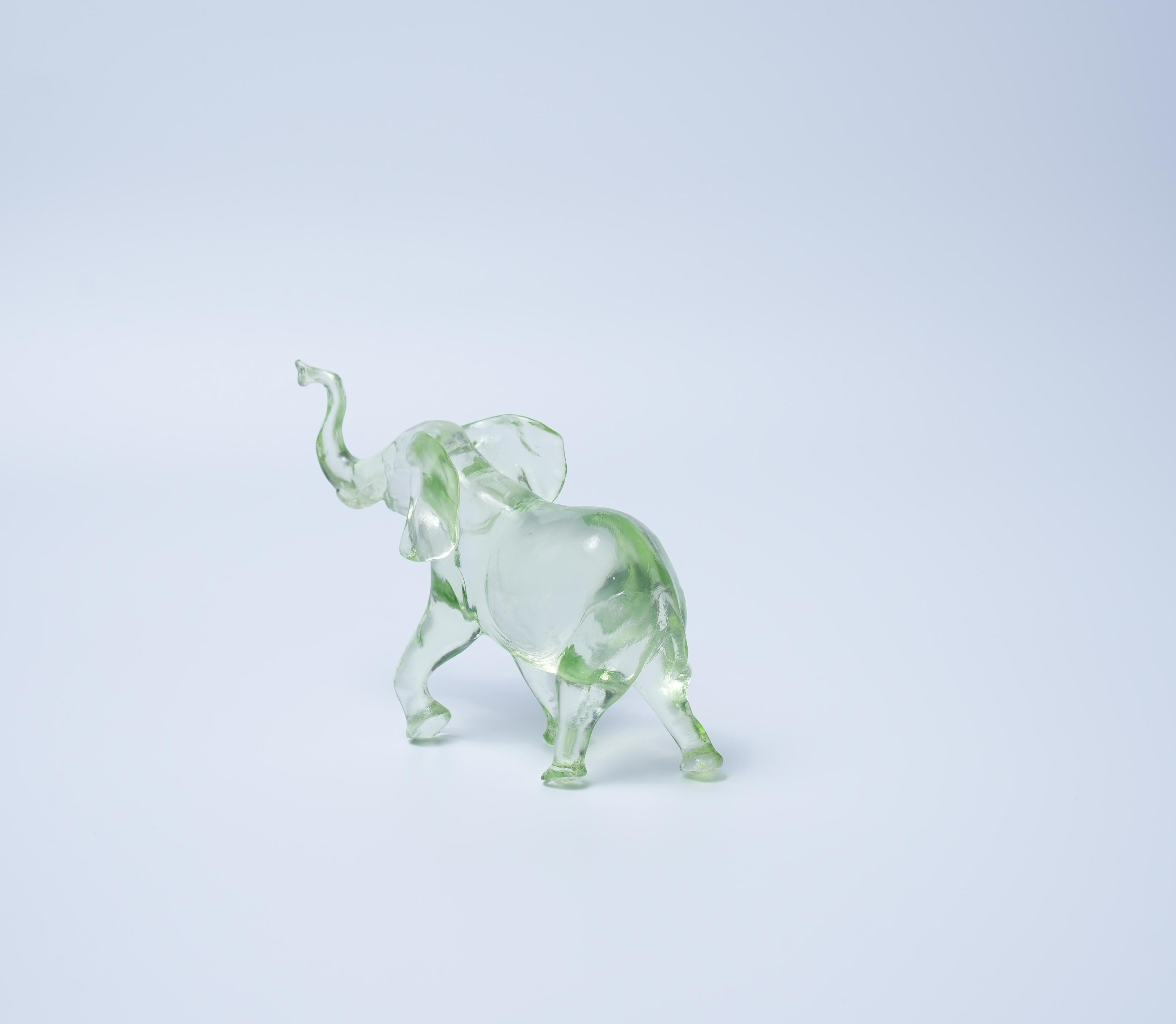 Green Resin Elephant Figurine Modern Home Décor Sculpture