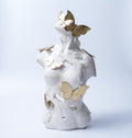White Torso Sculpture with Golden Butterflies Decor