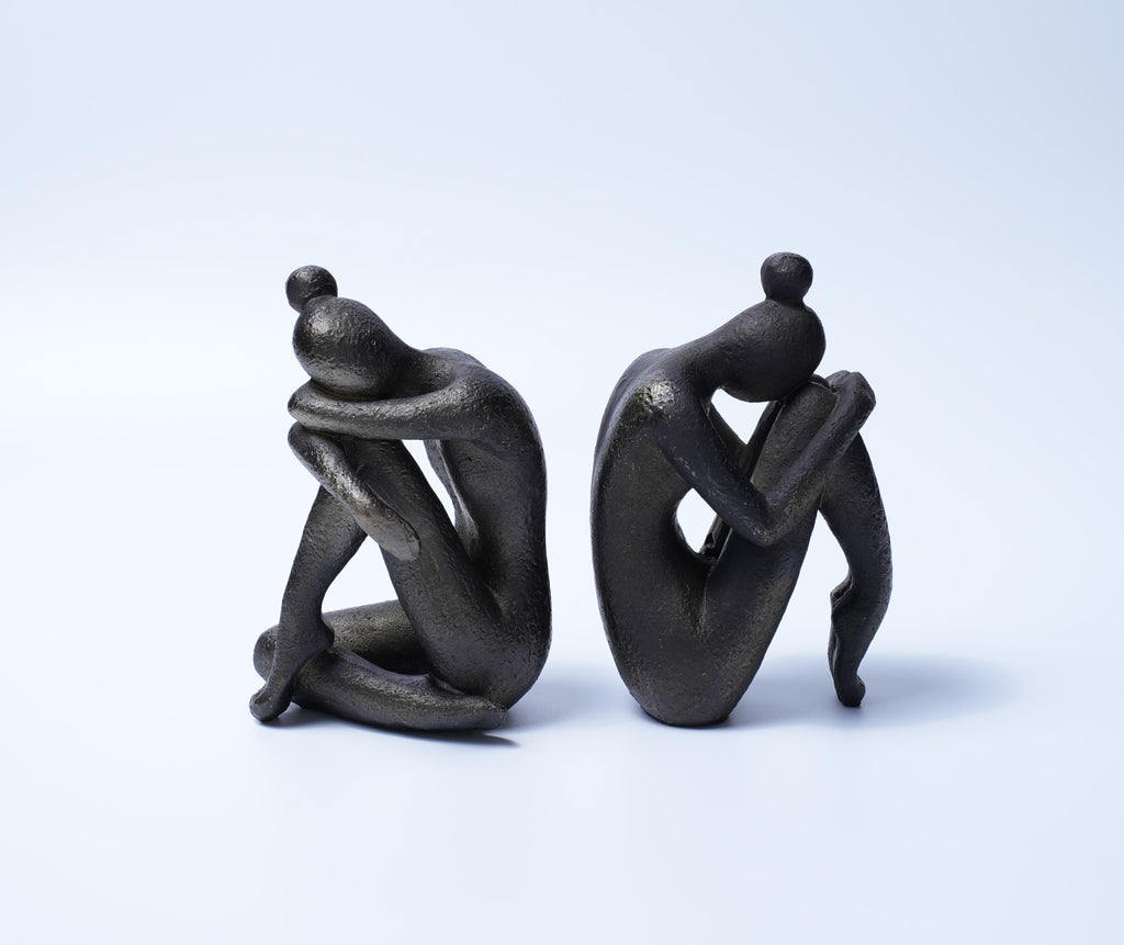 Abstract Girl Resin Bookends Set for Modern Home Decor