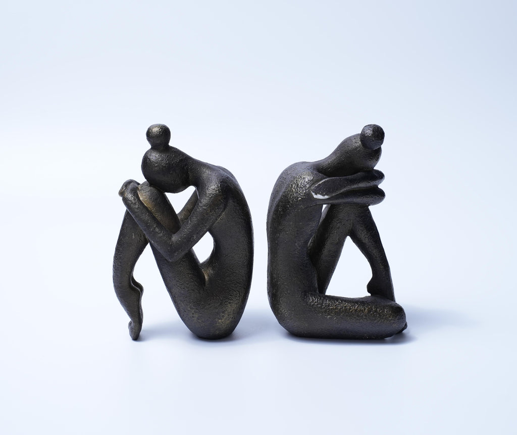 Abstract Girl Resin Bookends Set for Modern Home Decor