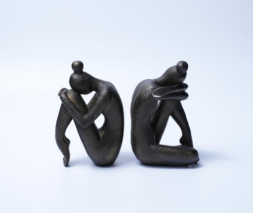Abstract Girl Resin Bookends Set for Modern Home Decor