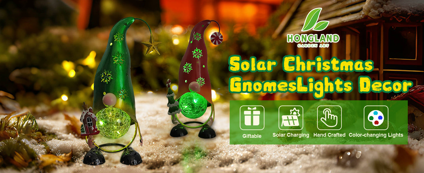 Solar Gnome Christmas Decor with Color Changing Lights