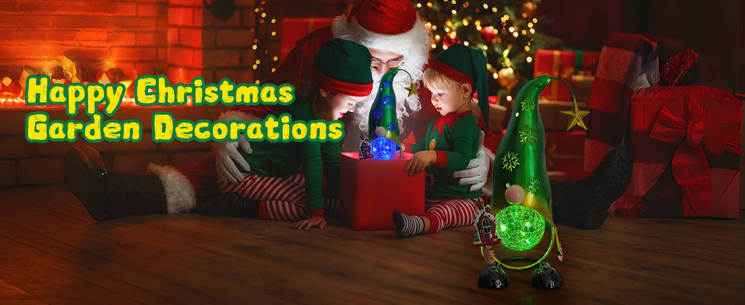 Solar Gnome Christmas Decor with Color Changing Lights