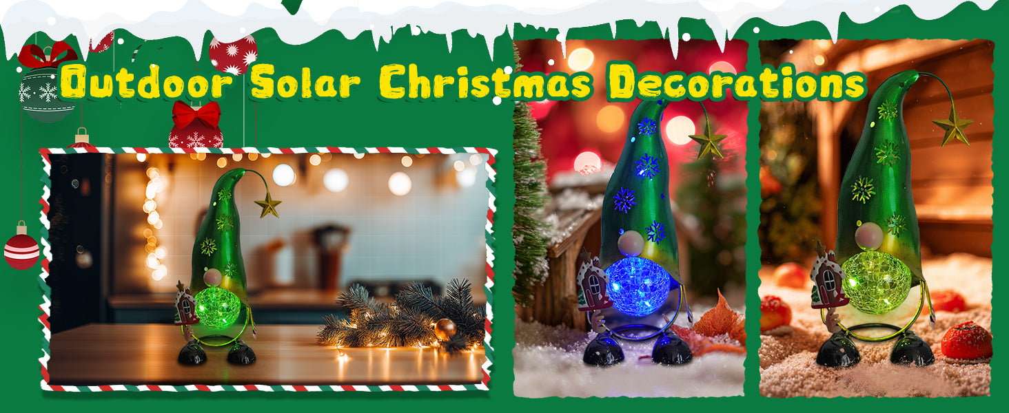 Solar Gnome Christmas Decor with Color Changing Lights