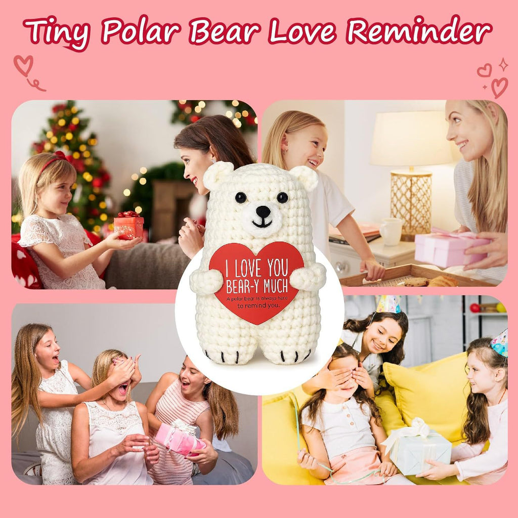 Polar Bear Crochet Plush Love Gift Cute Emotional Doll