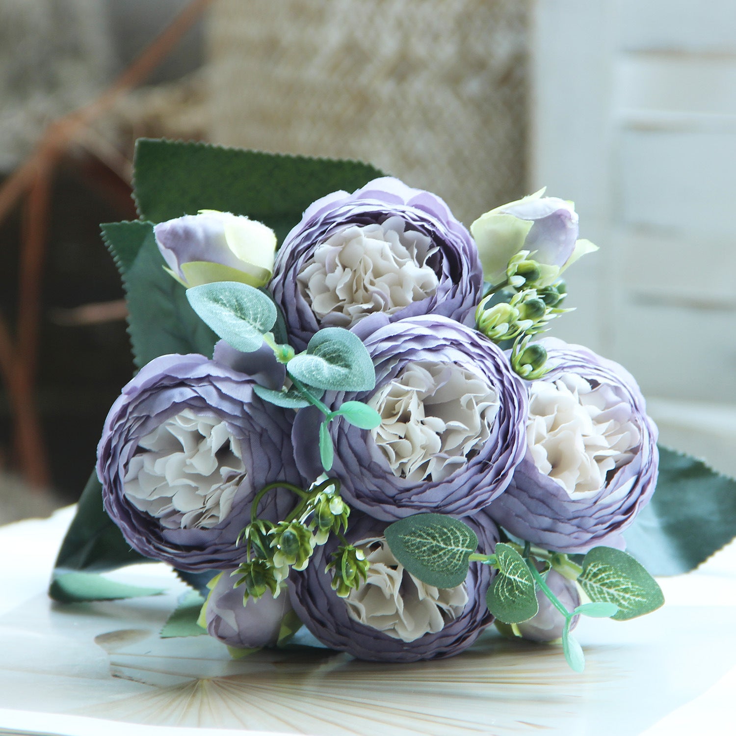 Valentine’s Day Faux Peony Rose Bouquet Silk Floral Decor