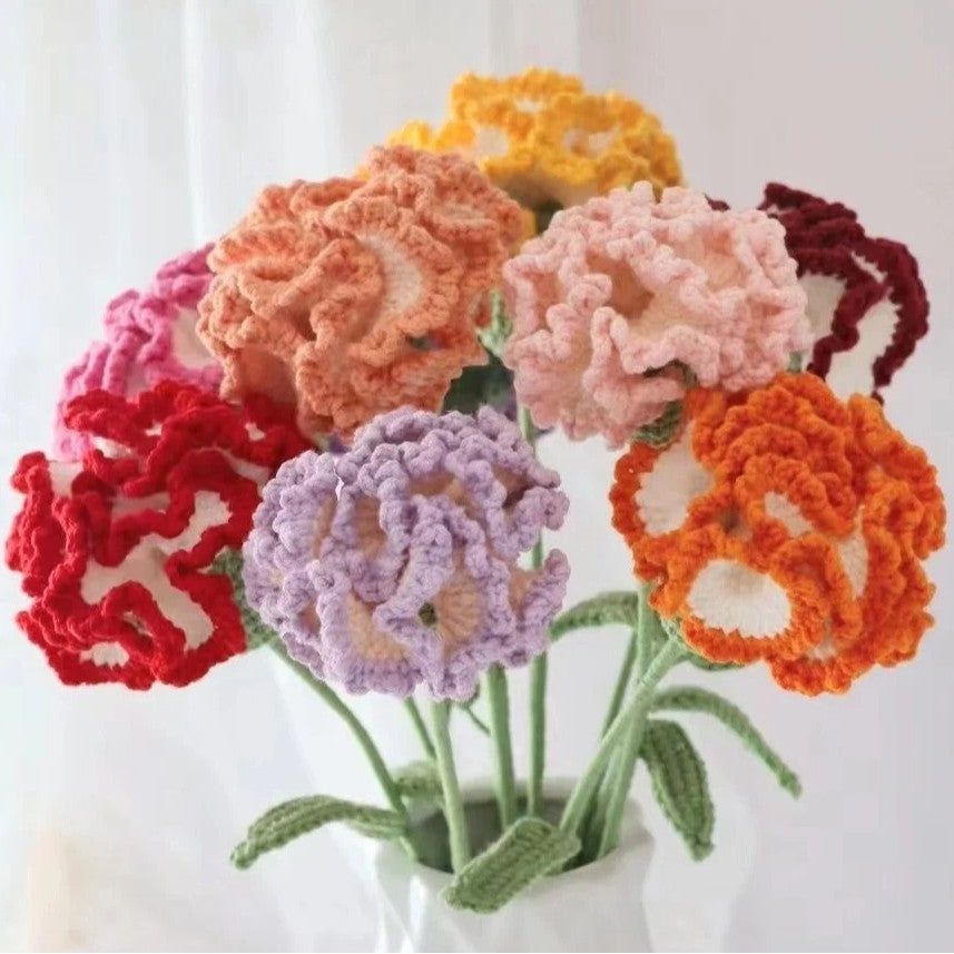 Crochet Handmade Flower Bouquet Knit Yarn Floral Decor