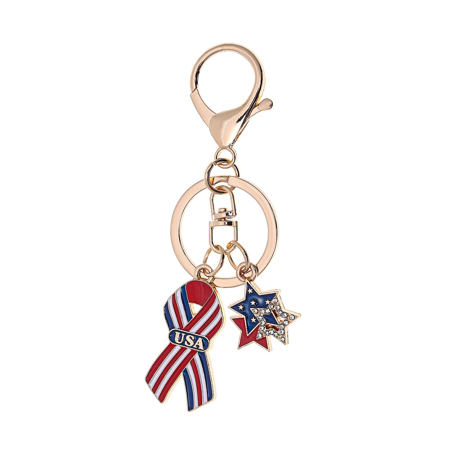 4th of July USA Keychain Set - Patriotic Rhinestone Charms