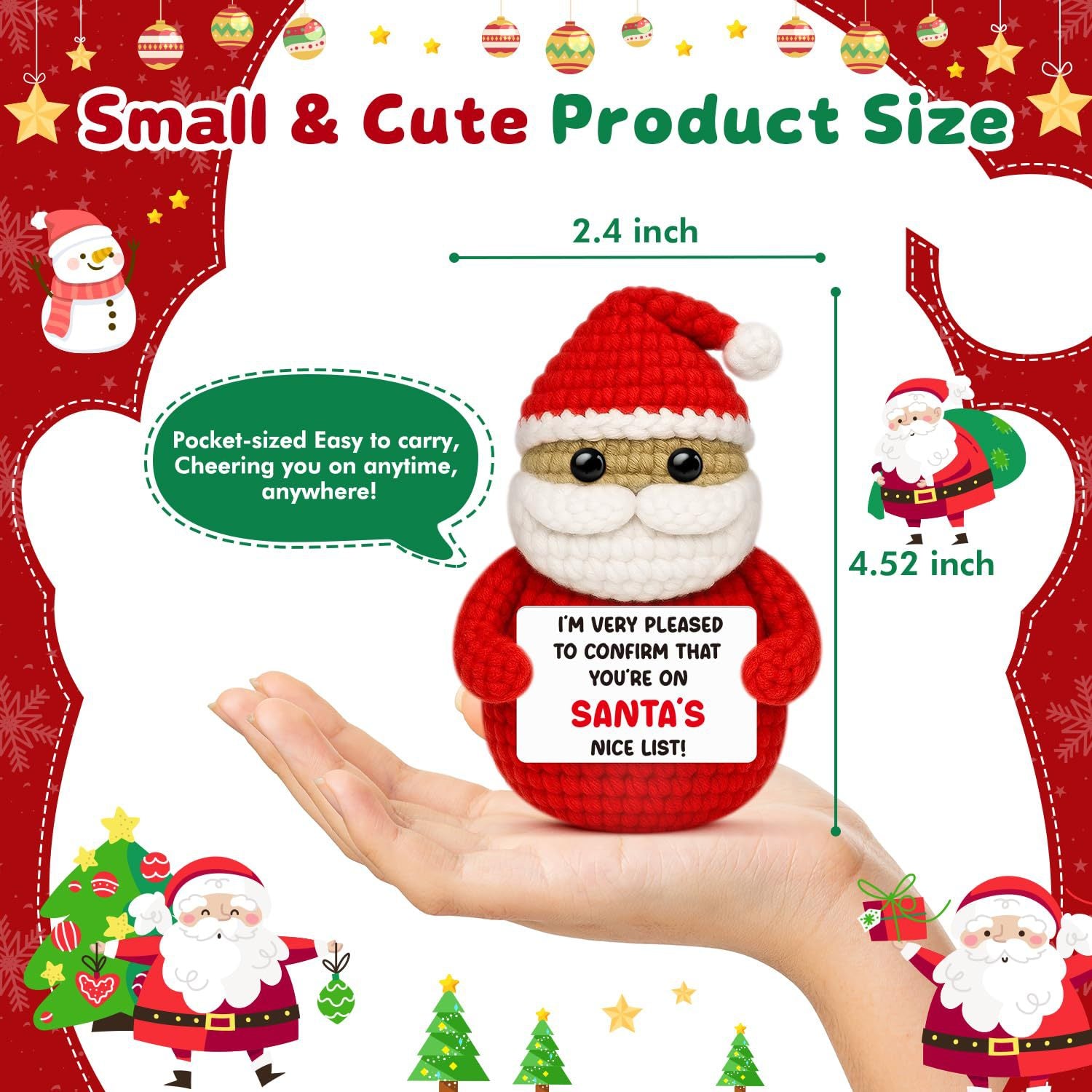 Handmade Crochet Santa Plush Christmas Gift Decor