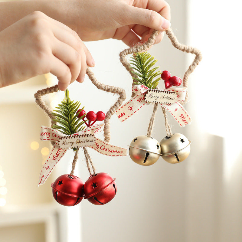 Rustic Christmas Star Jingle Bell Door Hanger