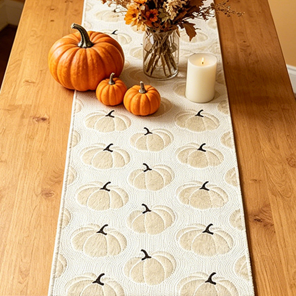 Pumpkin Embroidered Table Runner Fall Halloween Decor