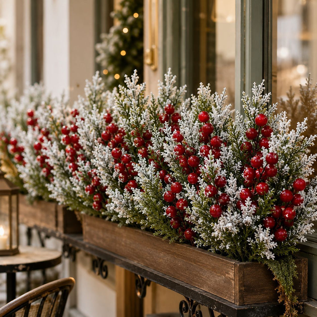 Artificial Christmas Berry Pine Needle Branch Holiday Home Decor