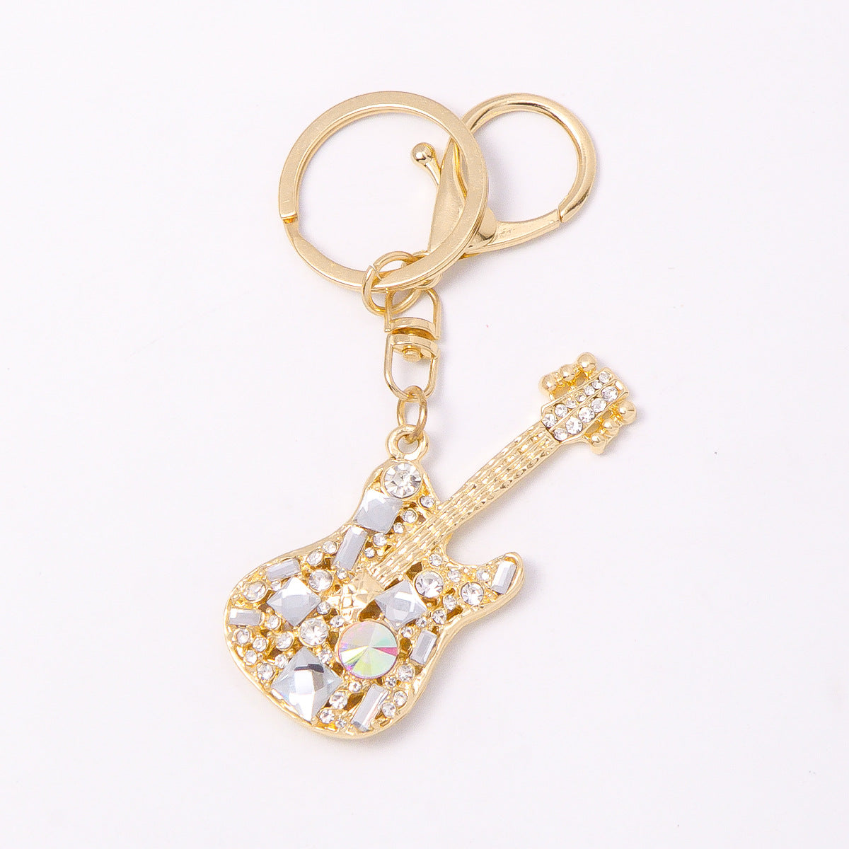 Crystal Guitar Keychain Rhinestone Metal Bag Charm Gift