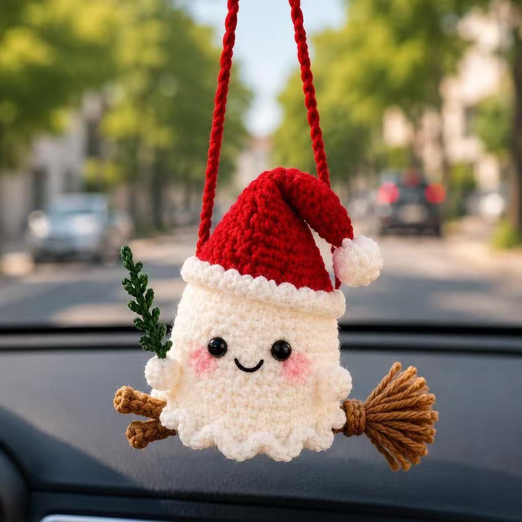Handmade Crochet Christmas Car Rearview Mirror Ornament