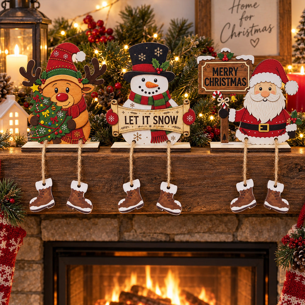 Christmas Gnome Wooden Tabletop Decor With Boots
