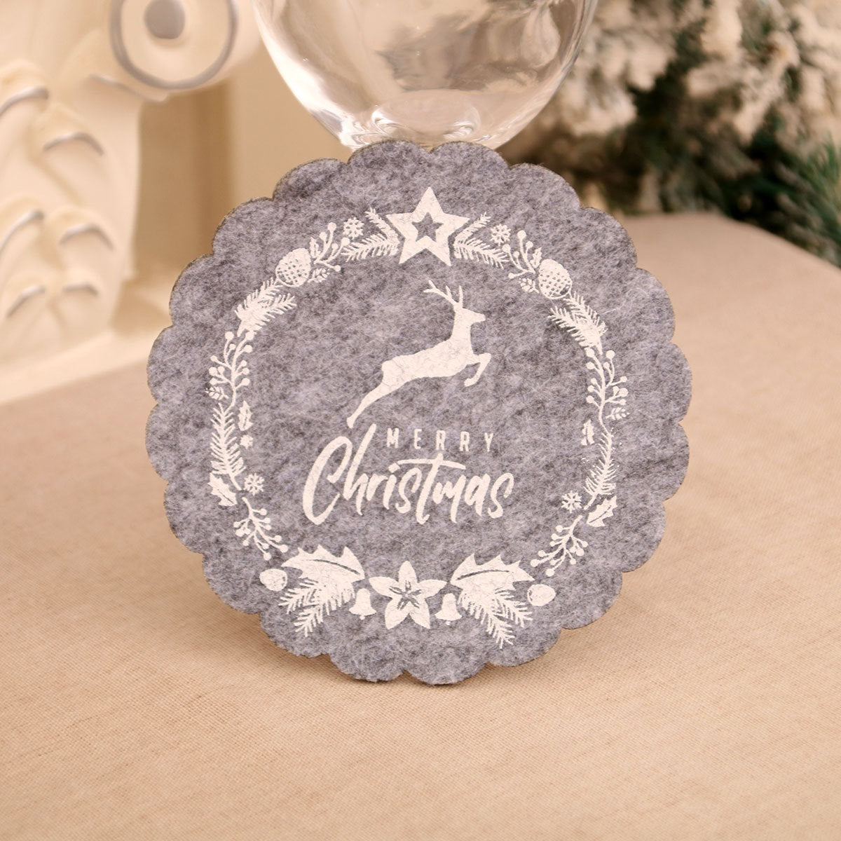 Christmas Felt Coaster Holiday Table Decor
