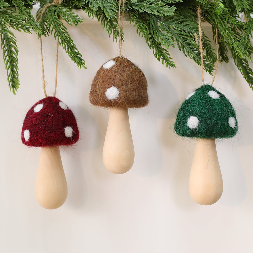 Felt Mushroom Hanging Ornament Woodland Christmas Decor