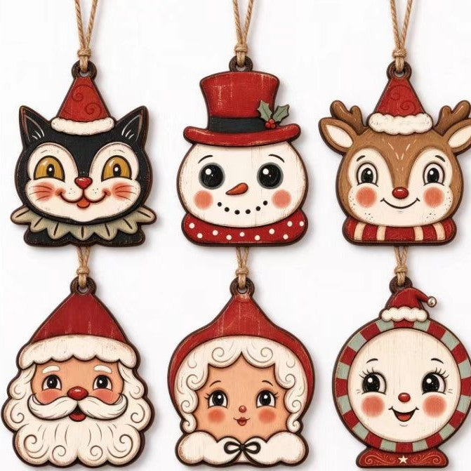 Christmas Wooden Hanging Ornament Set Holiday Decor