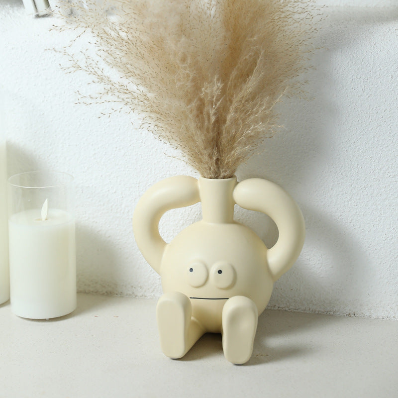 Modern Ceramic Human Figure Vase Nordic Home Decor Accent