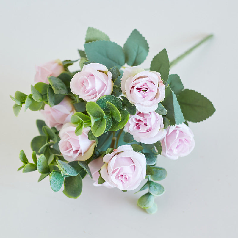 Artificial Mini Rose Bouquet Faux Silk Floral Arrangement
