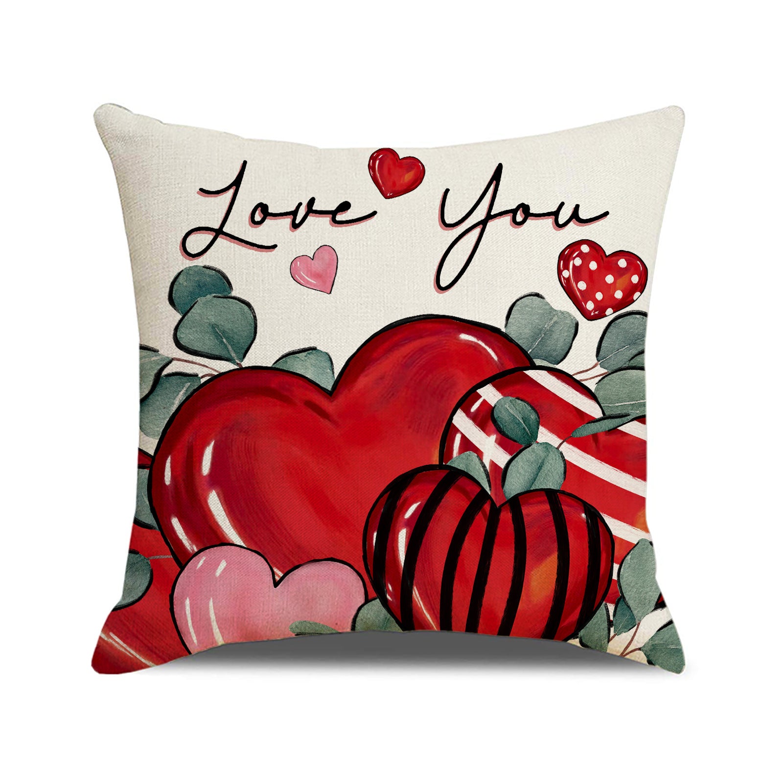 Valentine Heart Pillow Covers Set with Love Letter Prints
