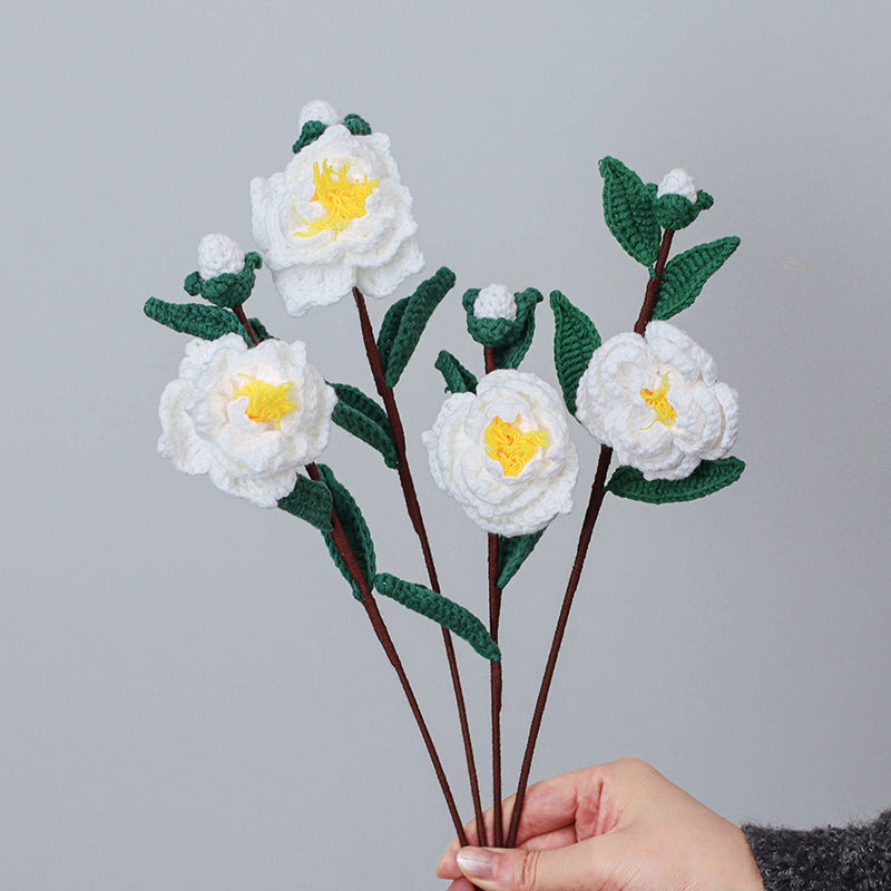 Valentine Handmade Crochet Camellia Flower Bouquet Gift